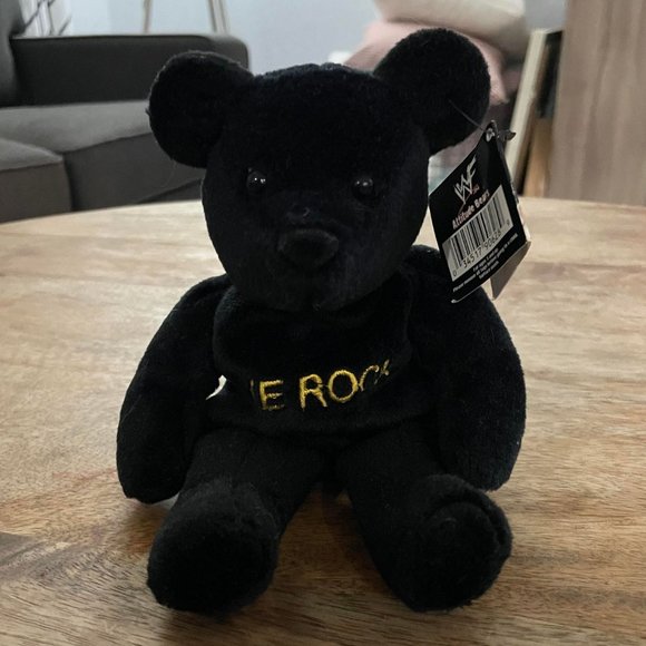 5/$20 WWF Black "The Rock" Attitude Bear Pre-Owned Wrestling WWE - Picture 1 of 9